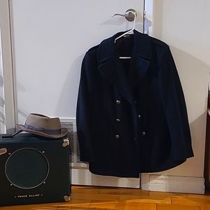 Vintage Black Peacoat with custom buttons